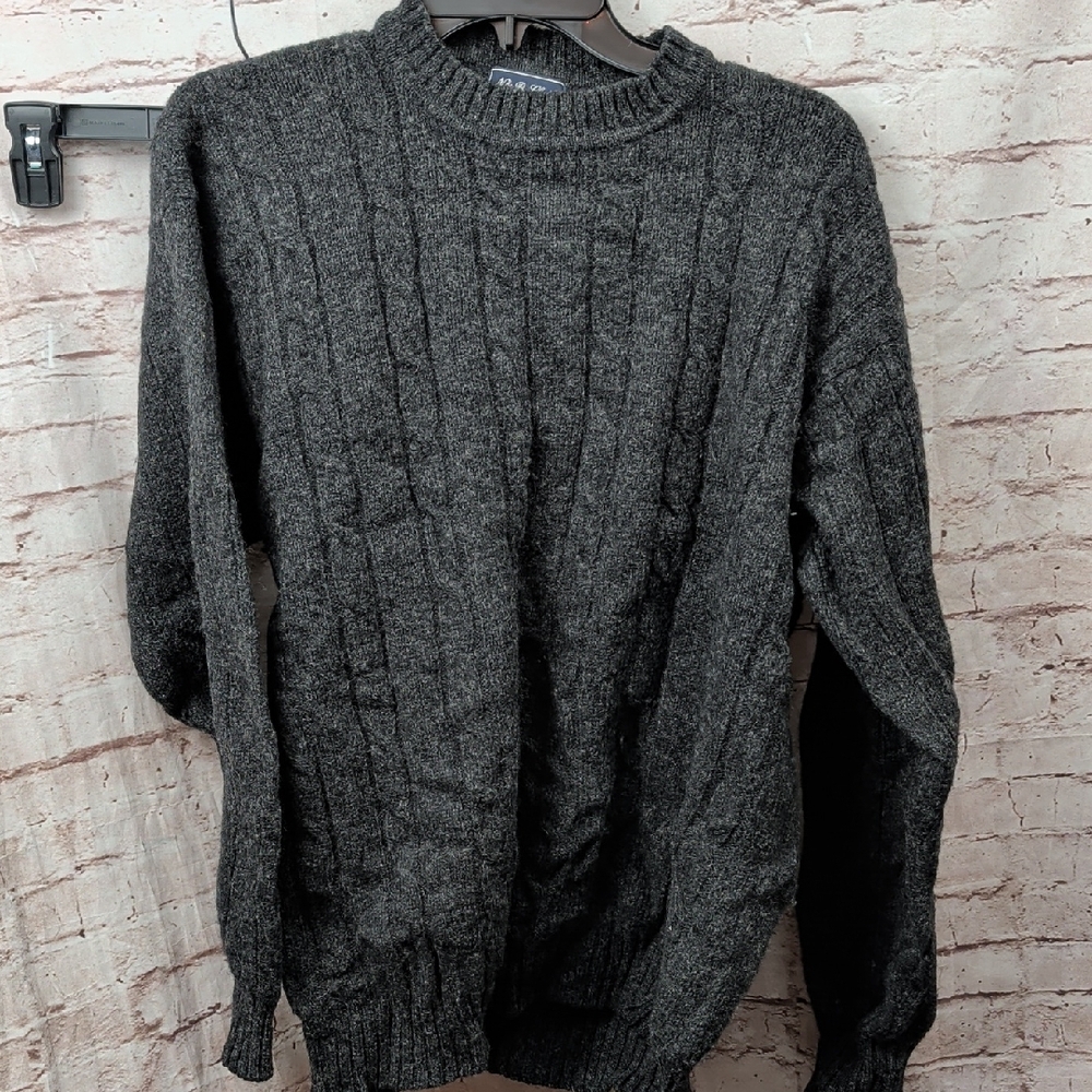Men's Gray Cable Knit Sweater Ng B Classic XL